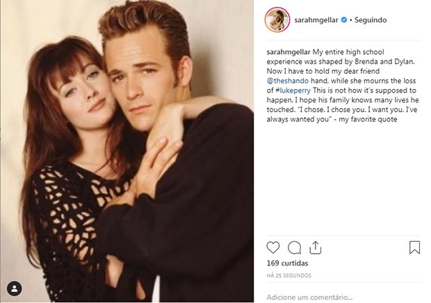 Sarah M Gellar lamenta a morte de Luke Perry (Foto: Instagram/Reprodução)