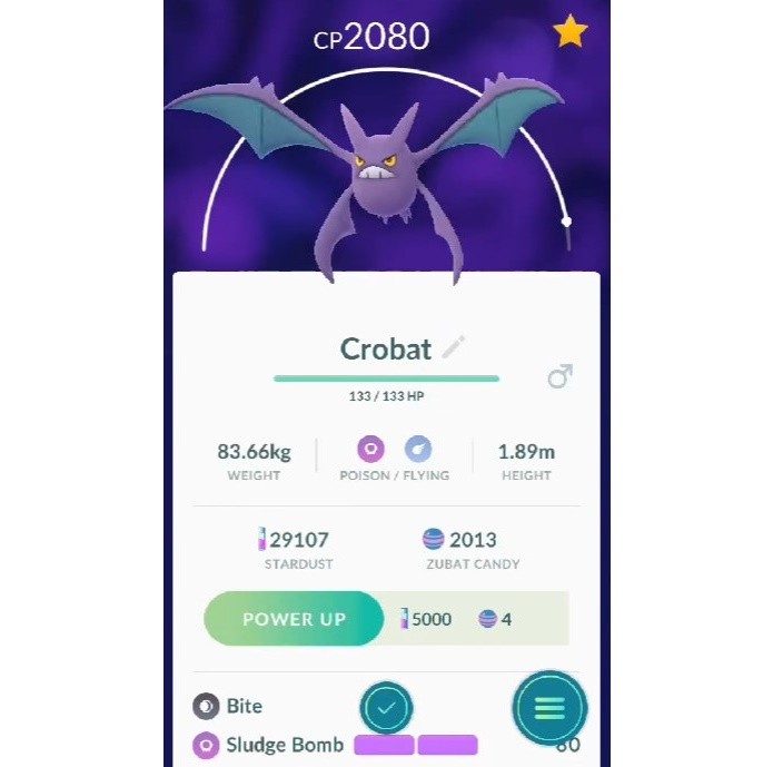 Crobat é a terceira evolução de Zubat em Pokémon GO (Foto: Reprodução/Felipe Demartini)