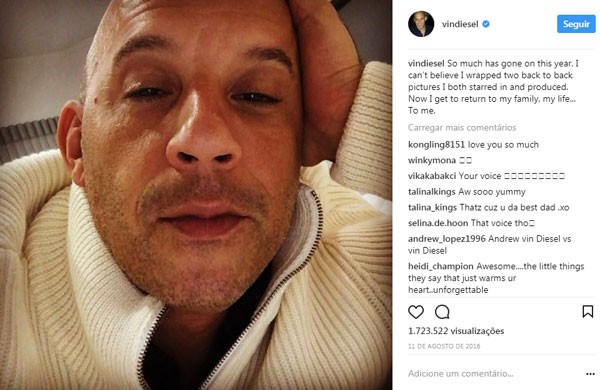 Postagem de Vin Diesel (Foto: Reprodução/Instagram)