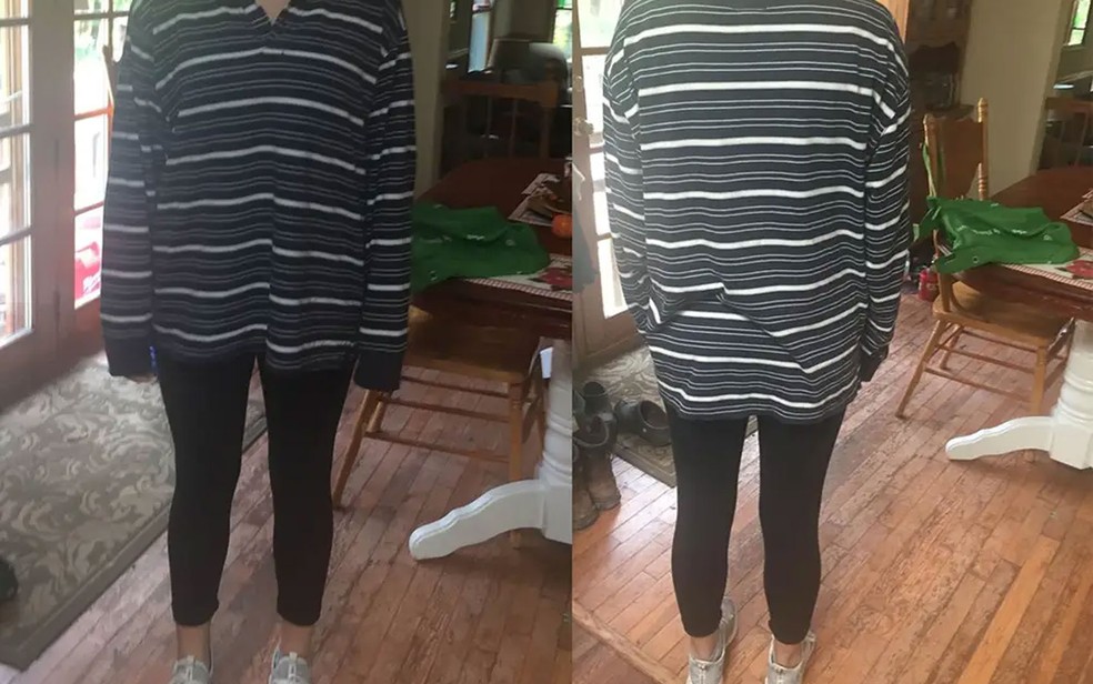 Kate Wilson mostra a roupa que usava no dia em que foi mandada para casa pela direção de sua escola — Foto: Reprodução/Facebook/Kate Wilson