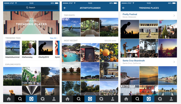 Veja telas do novo Explorar, do Instagram, com t?picos de tend?ncias (Foto: Divulga??o/Instagram)