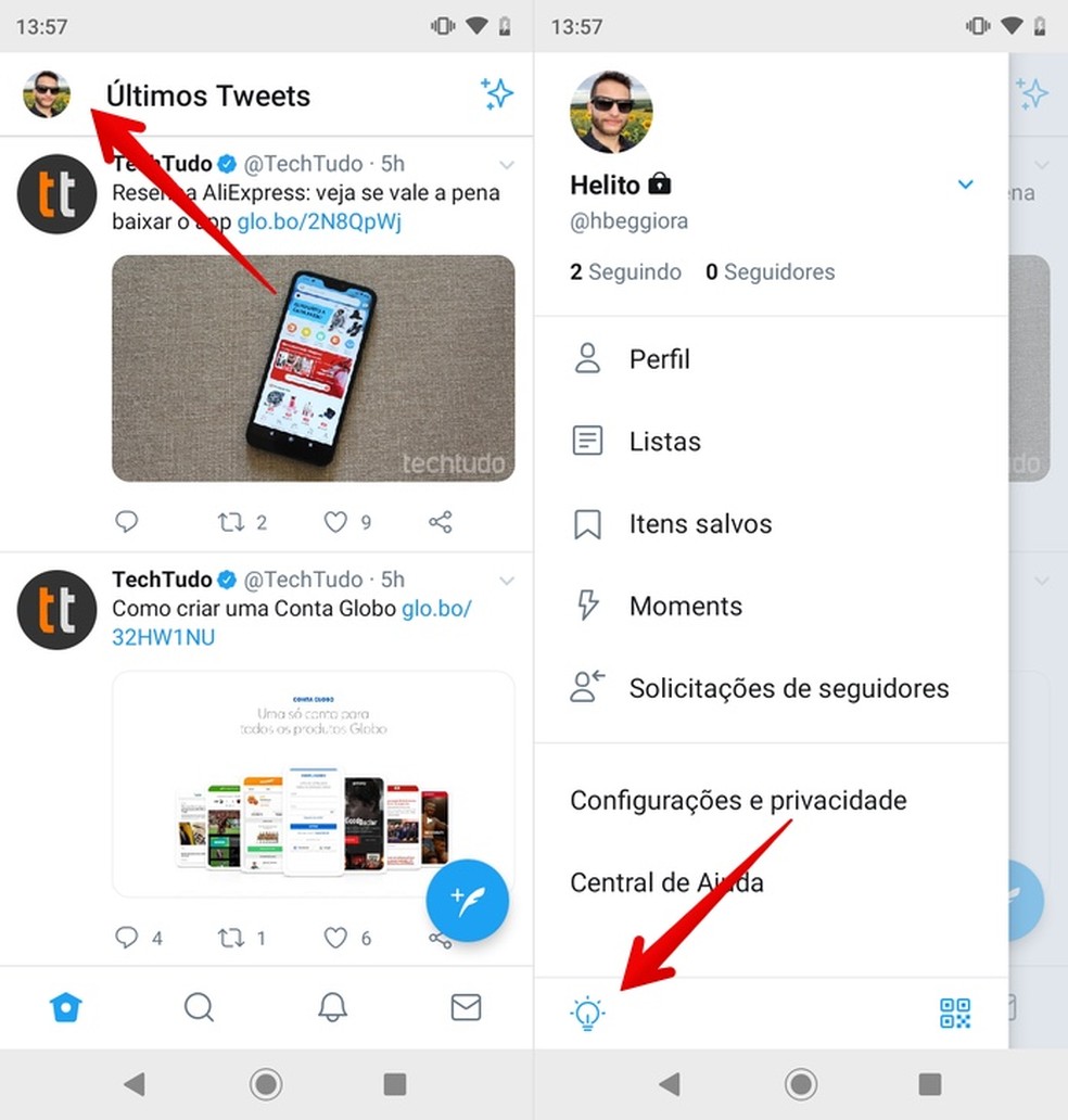 Como Deixar O Twitter Preto No Android Ao Ativar O Modo Escuro Redes Sociais Techtudo Clique sobre cor do tema, no menu da esquerda, e selecione a cor da sua preferencia. android ao ativar o modo escuro
