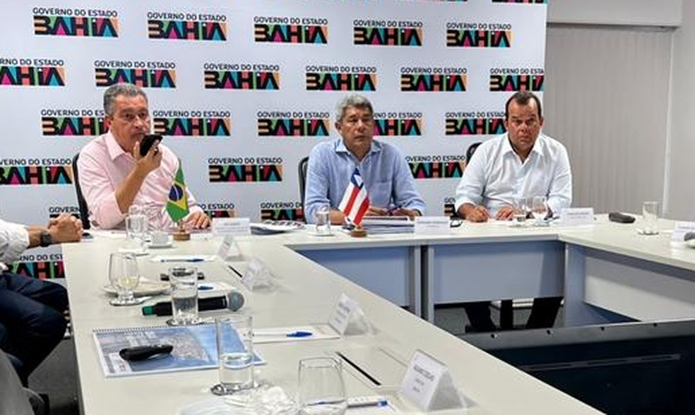 O ministro da Casa Civil, Rui Costa, se reuniu com a equipe do governo da Bahia para definir a viagem do presidente Lula ao estado — Foto: Reprodução