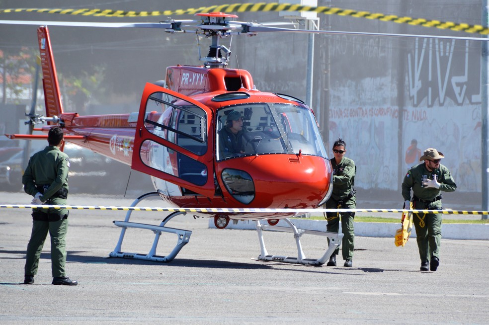 Simulado de acidente em Maceió contou com helicóptero — Foto: Divulgação/Ascom Samu