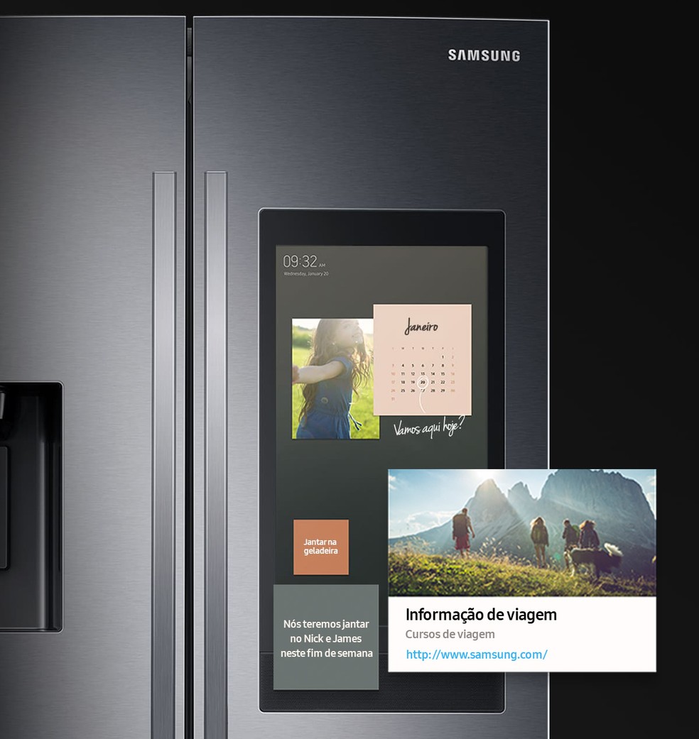 Modelo French Door com Soundbar da Samsung possui tela personalizável — Foto: Divulgação/Samsung