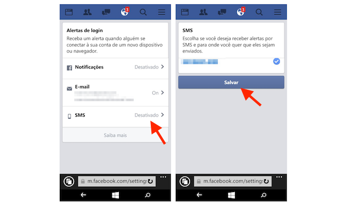 Configurando alertas de login via SMS no Facebook pelo Windows Phone (Foto: Reprodução/Marvin Costa)