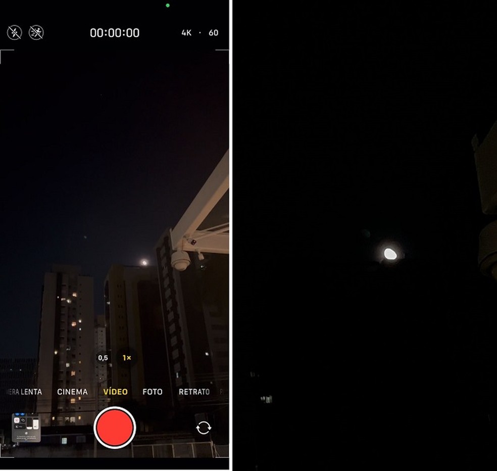 Foto da Lua com iPhone 14 usando o truque de vídeo — Foto: Katarina Bandeira/TechTudo