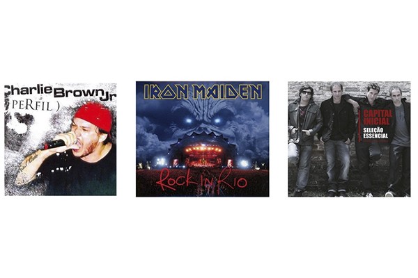 Capas de disco da esquerda para a direita: Charlie Brown Jr, Iron Maiden e Capital Inicial (Foto: Reprodução/Amazon)