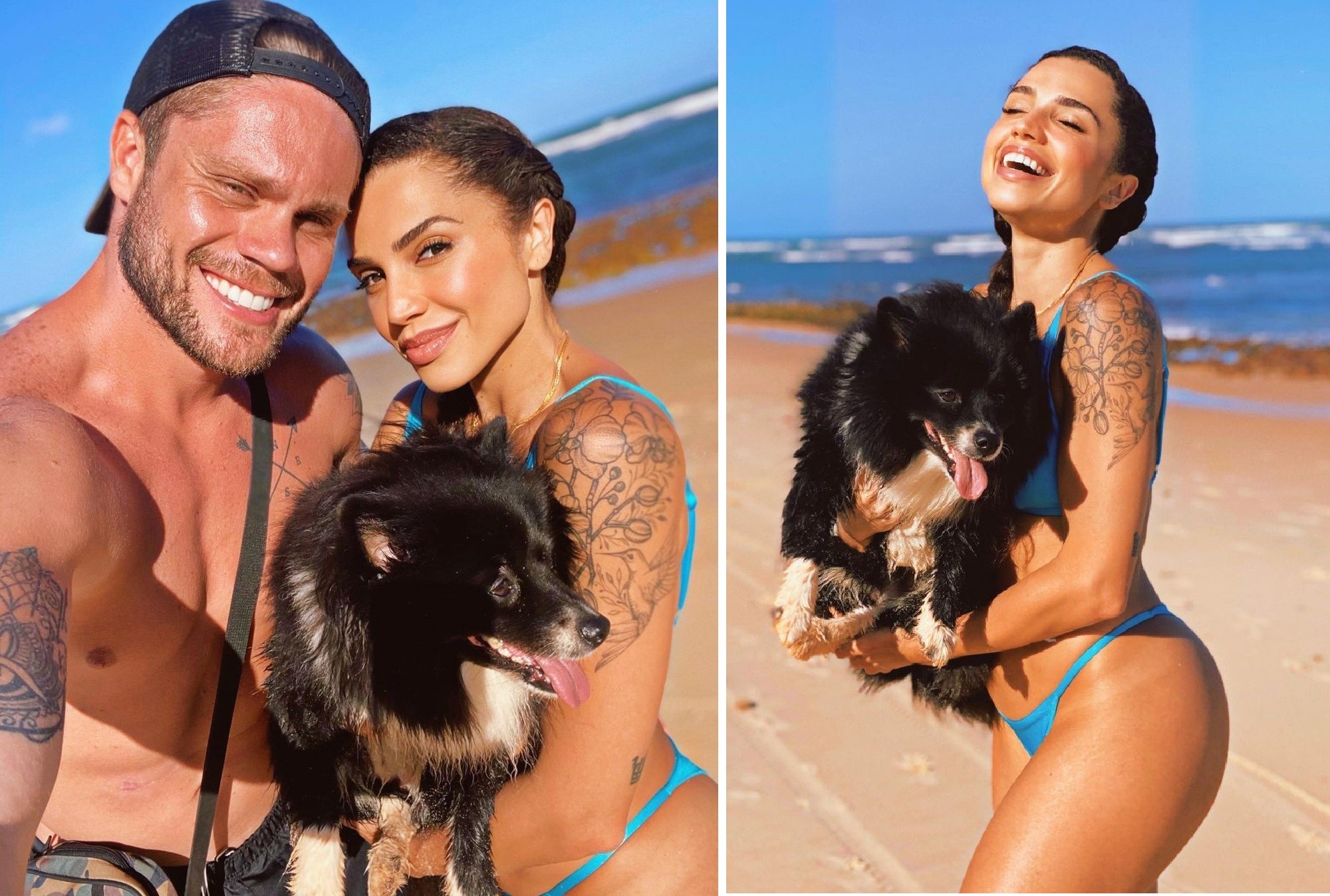O casal de ex-BBBs Breno Simões e Paula Amorim levaram cadelinha de estimação, Laila, para destino de férias (Foto: Reprodução/Instagram)