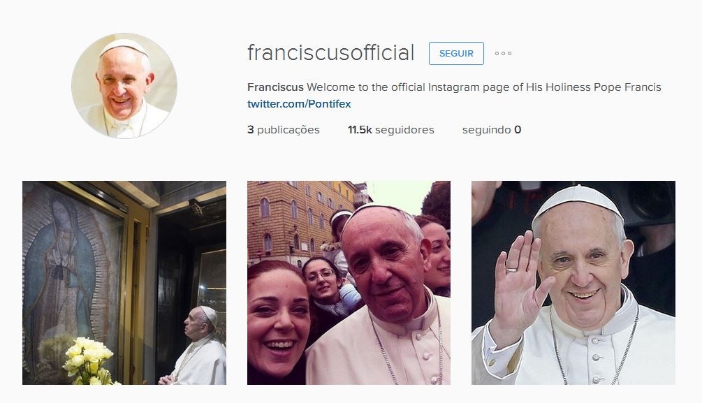 Perfil oficial do Papa Francisco no Instagram já tem três posts (Foto: Instagram/Reprodução)