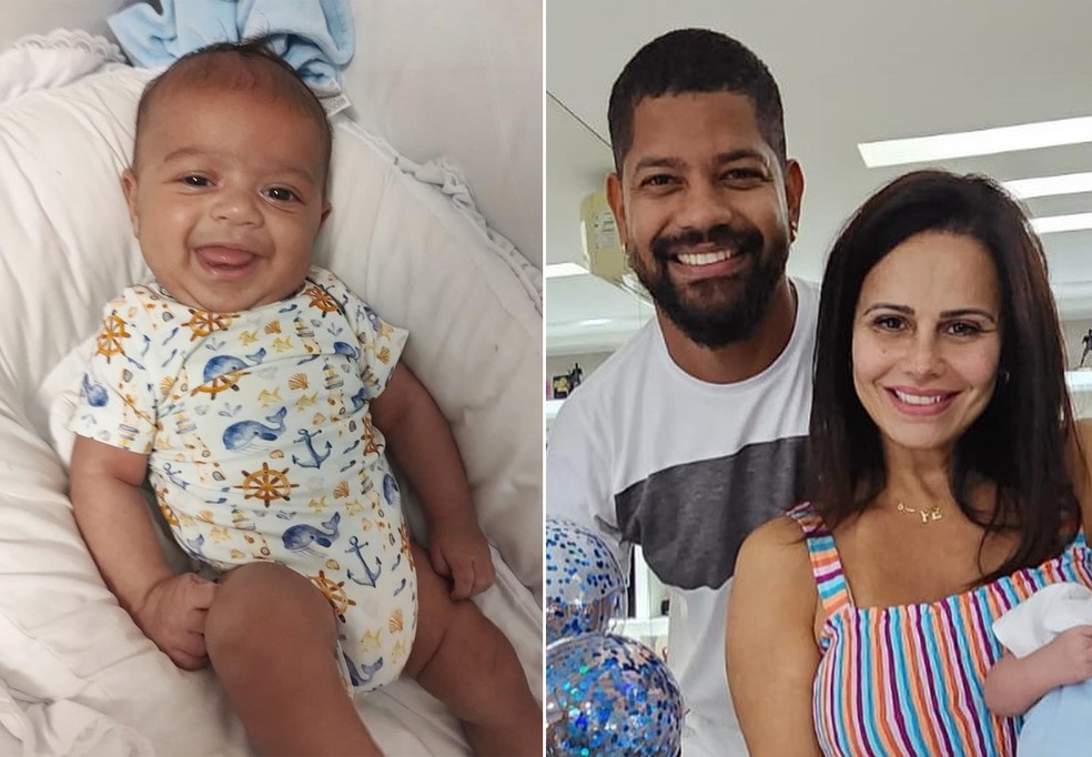 Joquim, filho de Viviane Araujo e Guilherme Militão, sorrindo — Foto: Reprodução/Instagram