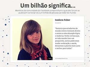 Isadora Faber participa de Campanha Comemorativa de 1 bilhão de usuários do Facebool (Foto: Reprodução/Facebook)