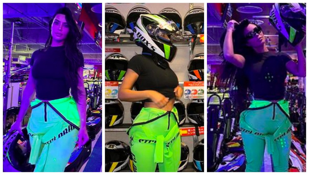 A socialite Kim Kardashian durante uma ida a um parque infantil com os filhos — Foto: Instagram