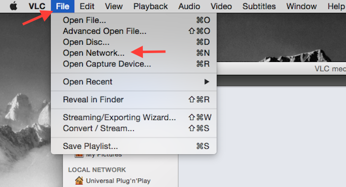 Acessando as opções de Network do VLC do Mac para abrir vídeos do YouTube (Foto: Reprodução/Marvin Costa)