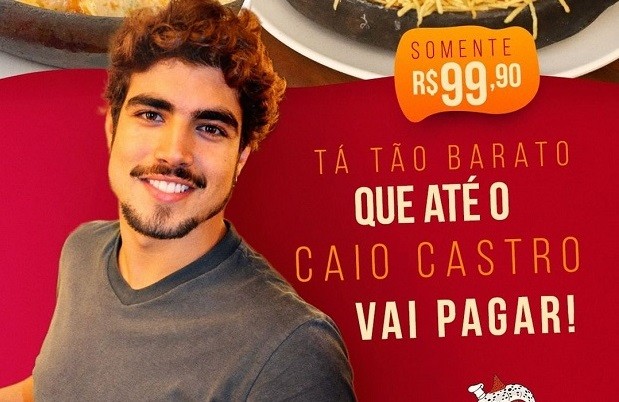 Caio Castro aparece em diversas propagandas de restaurantes (Foto: Reprodução / Instagram @tocadopintado)