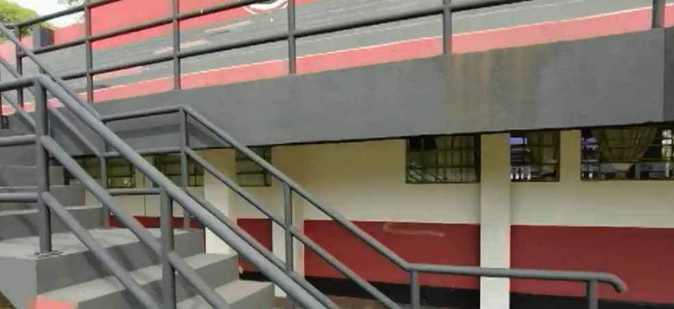 Escola funciona há vinte anos sob arquibancadas de estádio — Foto: reprodução RPC