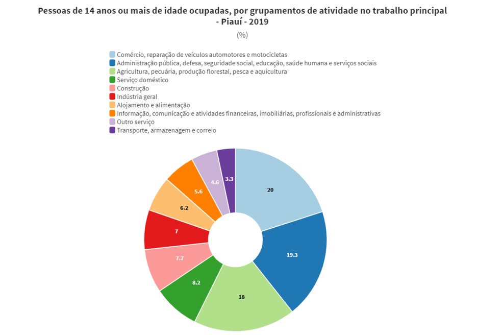 Taxa de ocupação por setor no Piauí — Foto: Divulgação/IBGE