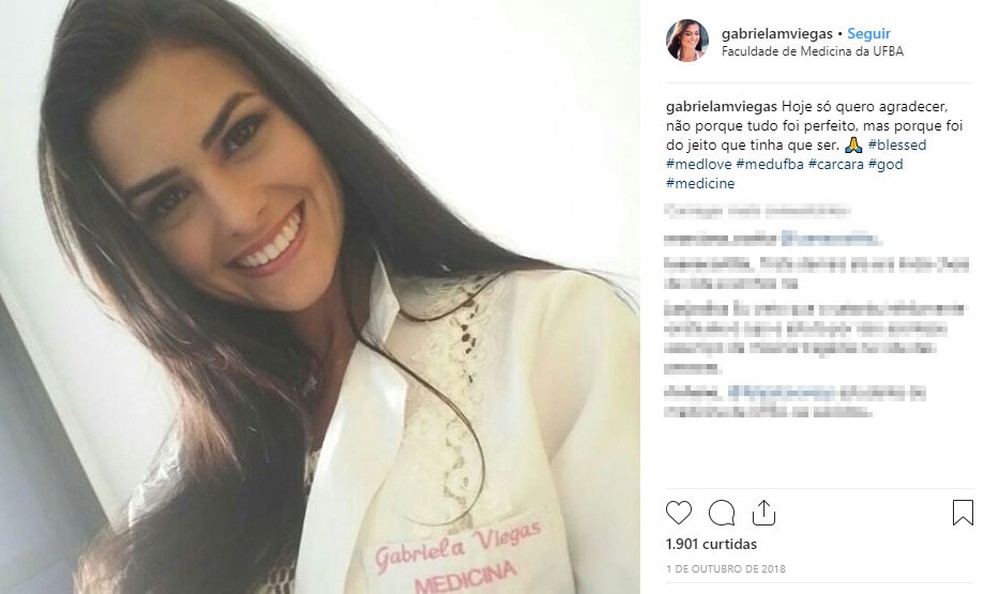 Gabriela Viegas tinha 27 anos â€” Foto: ReproduÃ§Ã£o/ Instagram