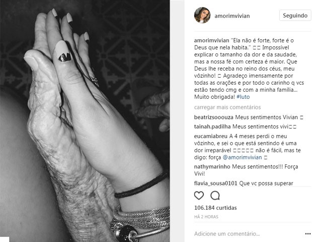 Vivian Amorim lamenta a morte do avô  (Foto: Reprodução/Instagram)