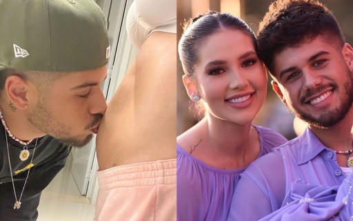 Zé Felipe beija barriga da segunda gravidez de Virginia Fonseca: "Papai te ama"