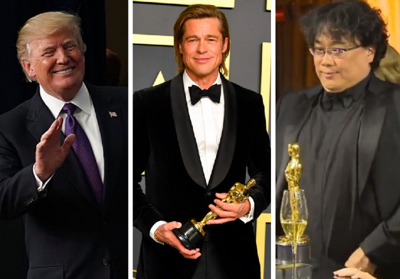Donald Trump criticou as vítias de Brad Pitt e Parasita (2019) no Oscar 2020 (Foto: Getty Images/Reprodução)