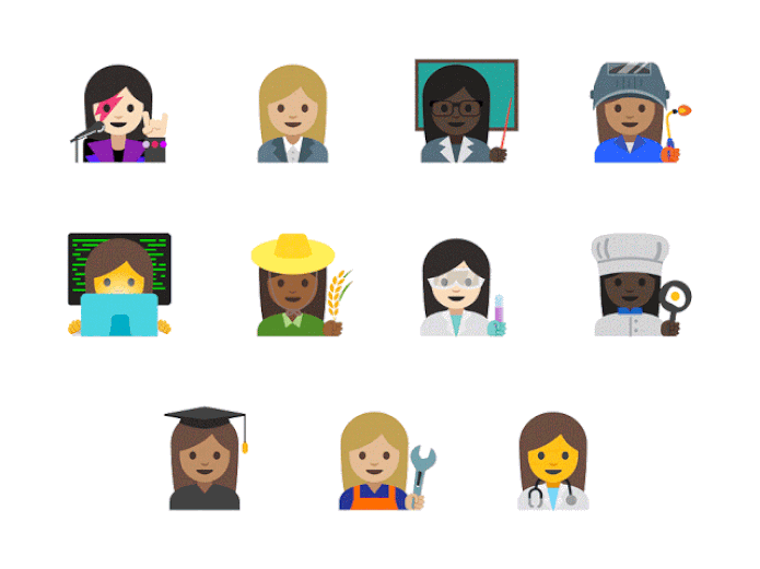 Emojis podem ter tons de pele diferentes — Foto: Divulgação/Google