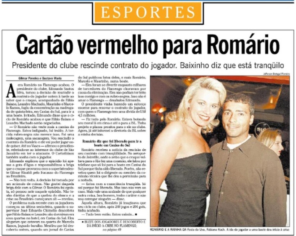 Festa após derrota para o Juventude determinou a saída de Romário do Flamengo — Foto: Reprodução O Globo