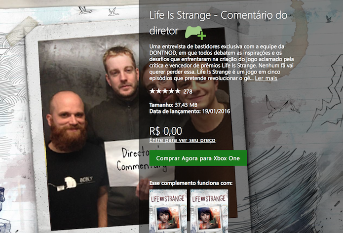 Como fazer o download dos comentários do diretor de Life is Strange no Xbox One e 360 (Foto: Reprodução/Emanuel Schimidt)