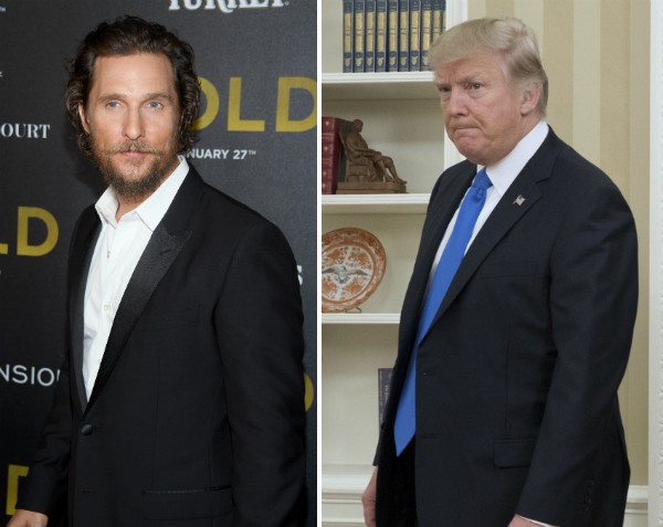 O ator Matthew McConaughey e o presidente dos Estados Unidos, Donald Trump (Foto: Getty Images)