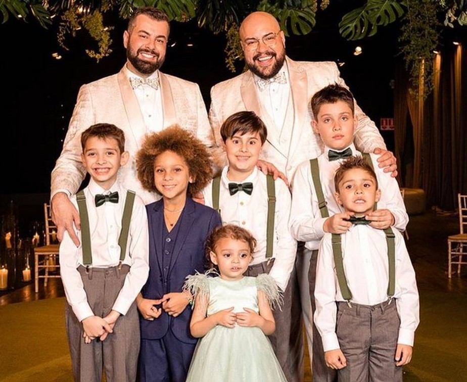 Tiago Abravanel e Fernando Poli em seu casamento
