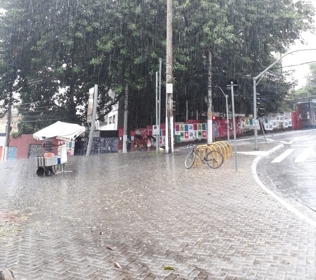 Chuva atinge Zona Oeste da capital paulista neste domingo (10). — Foto: Vivian Reis/G1