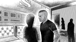 Daniel Alves aborda a vítima em área VIP da boate — Foto: Editoria de Arte