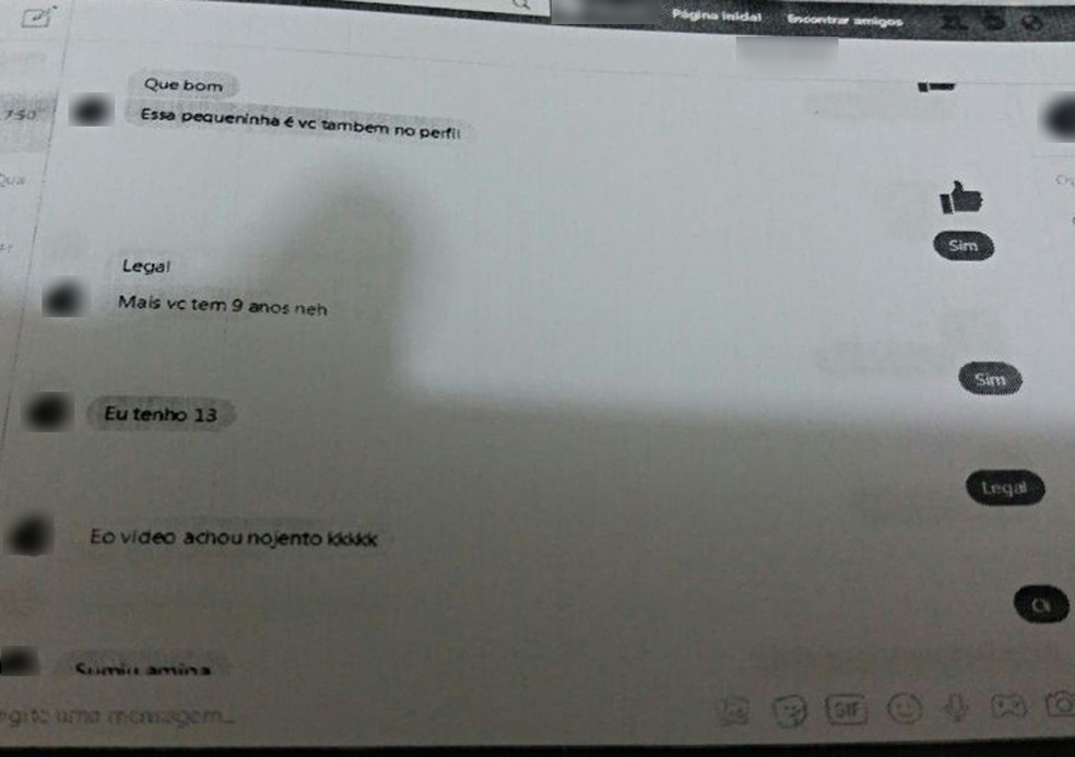 Troca de mensagens foi vista por meio do perfil da primeira vítima (Foto: Reprodução/Polícia Civil)