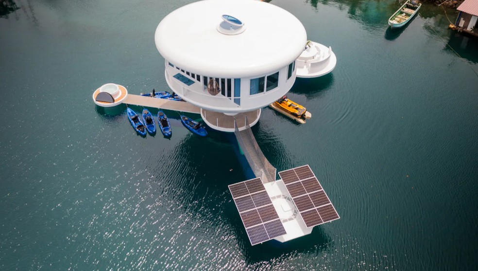SeaPod reaproveita água da chuva e energia solar — Foto: Ocean Builders/Divulgação