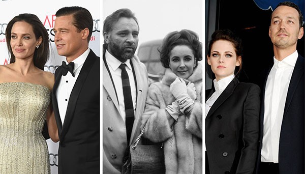 Os relacionamentos de Angelina Jolie e Brad Pitt, Richard Burton e Elizabeth Taylor e Kristen Stewart e Rupert Sanders causaram o fim de casamentos (Foto: Getty Images)