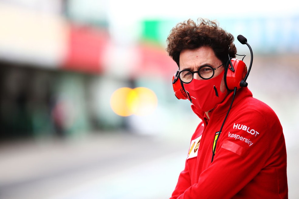 Mattia Binotto, chefe da Ferrari, no GP de Portugal F1 2020 — Foto: Mark Thompson/Getty Images