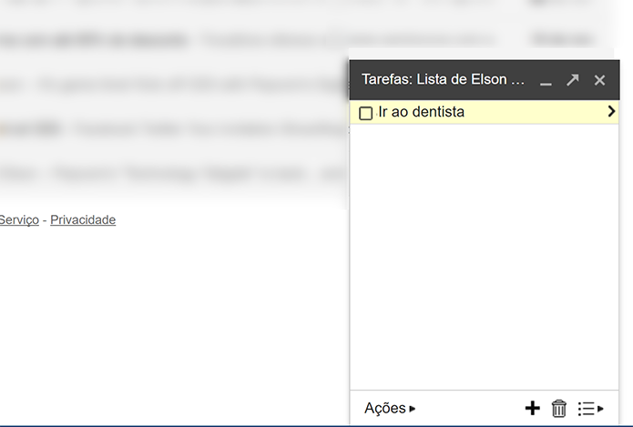 Digite nome de tarefa e dê enter para criar nova entrada na lista do Gmail (Foto: Reprodução/Elson de Souza)