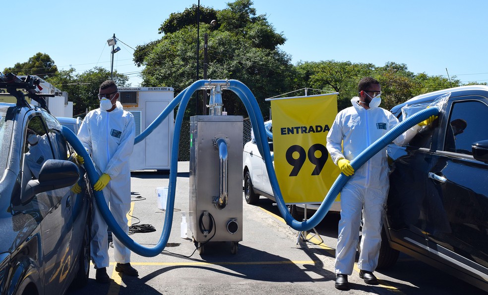 Higienização de carros feita pela 99 no Brasil — Foto: Divulgação