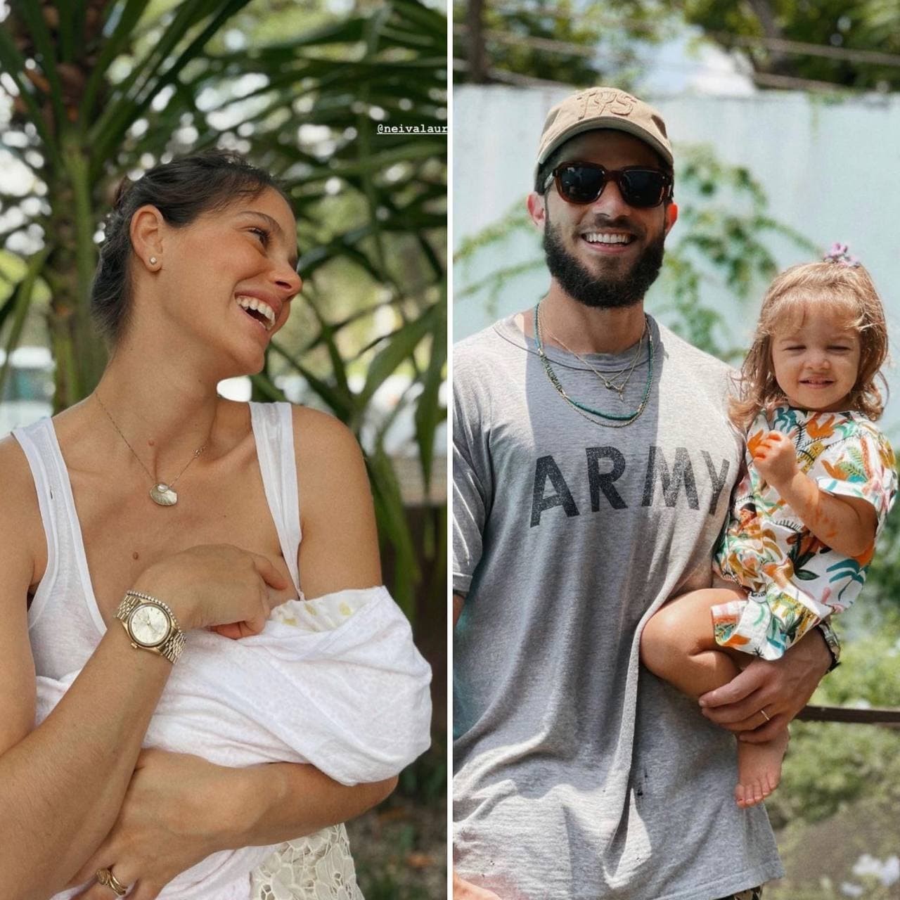 Chay Suede compartilha novos cliques com os filhos e Laura Neiva (Foto: Reprodução / Instagram)