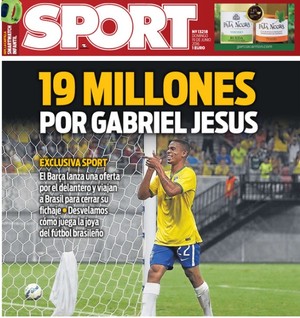 Barcelona oferece 19 milhões de euros por Gabriel Jesus, diz jornal Sport (Foto: Reprodução)