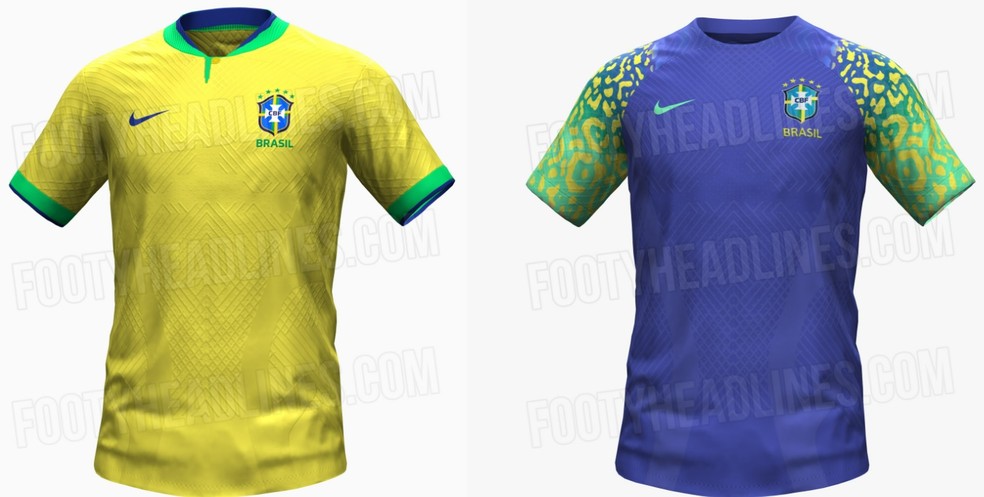 Possíveis uniformes do Brasil para a Copa do Mundo — Foto: Reprodução/FootyHeadlines
