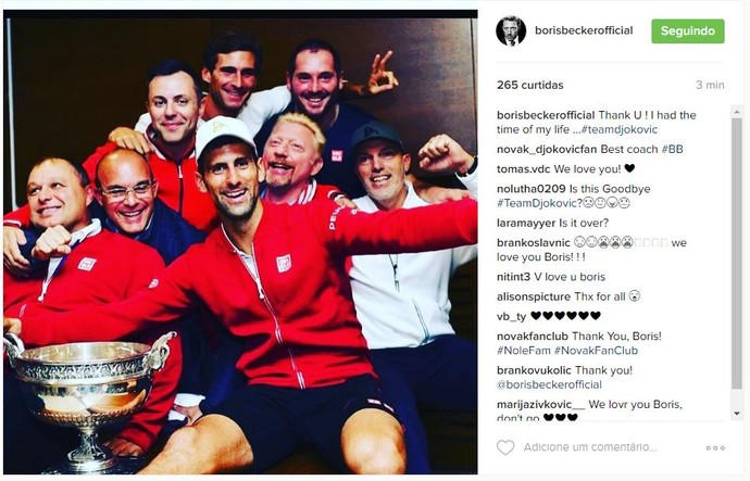 Djokovic e Boris Becker tênis fim de parceria treinador (Foto: Reprodução/Instagram)