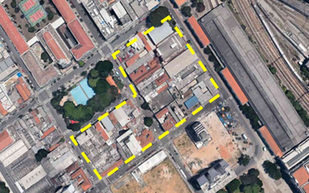 Quadra da Cracolândia que passará por intervenção entre Largo Coração de Jesus, Alameda Dino Bueno e Rua Helvétia    (Foto: Reprodução/Secretaria da Habitação )