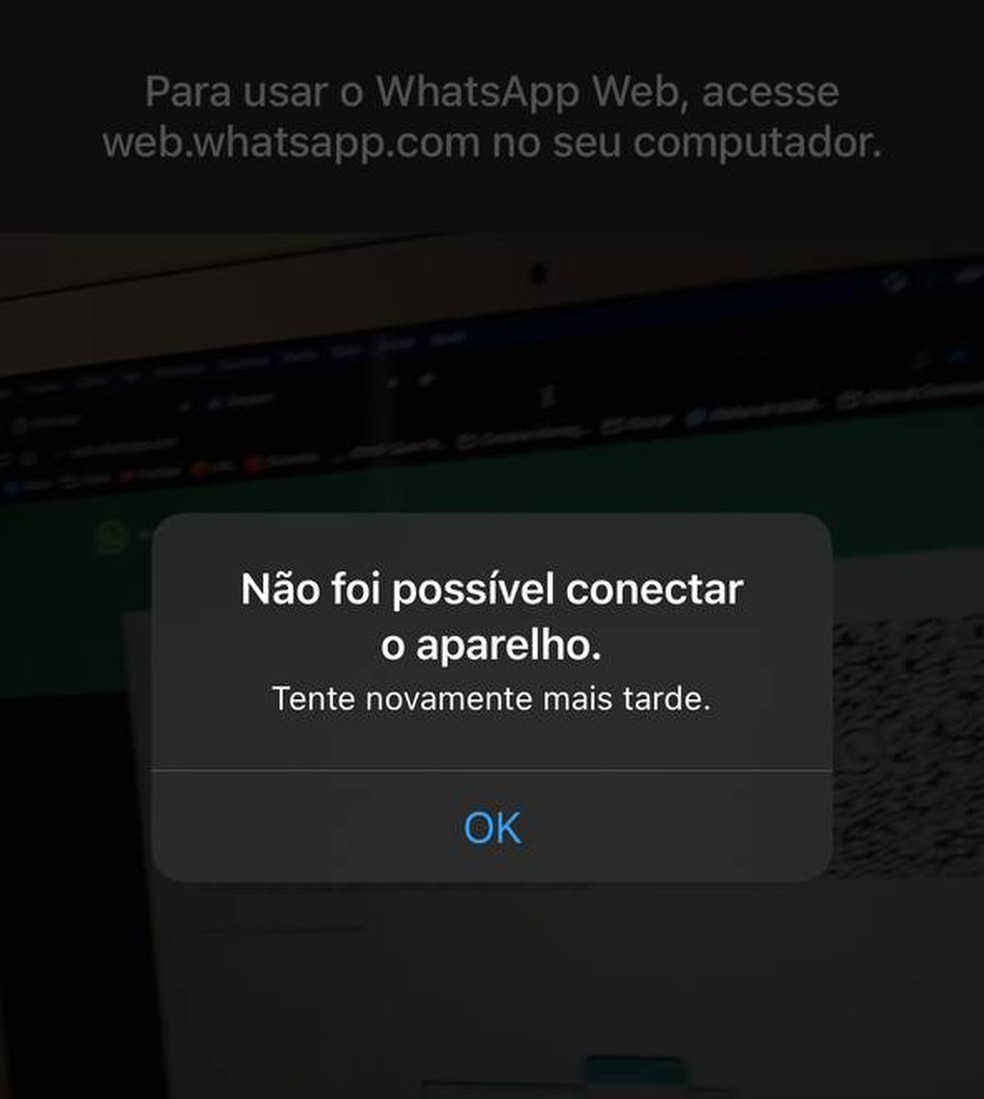 WhatsApp Web não conecta para alguns usuários — Foto: Reprodução