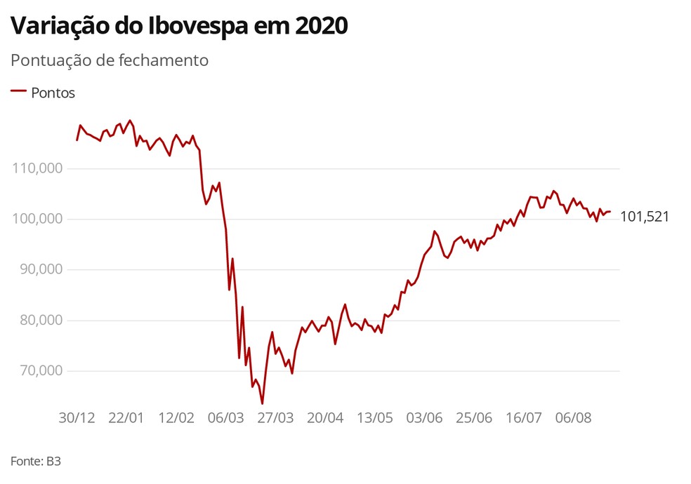 Variação do Ibovespa em 2020 — Foto: G1 Economia