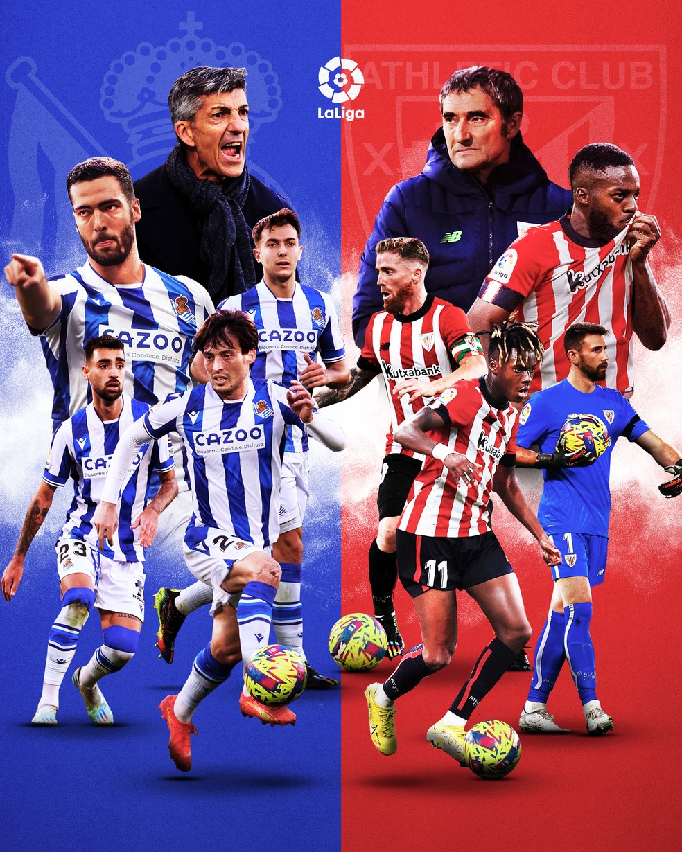 Real Sociedad e Athletic Bilbao fazem o clássico do País Basco neste sábado — Foto: Divulgação / LaLiga