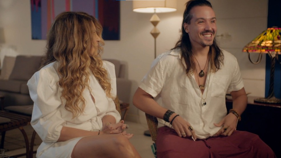 Luã Yvys participa de 'Conversa' ao lado da mãe Elba Ramalho — Foto: Reprodução/TV Globo