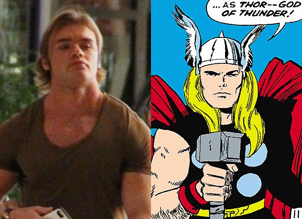 Thor Batista e Thor, o herói da Marvel (Foto: AG NEWS e reprodução)