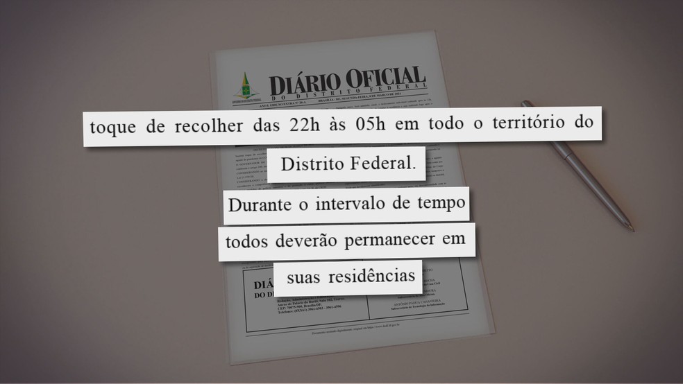 Decreto determina toque de recolher no DF — Foto: TV Globo/Reprodução