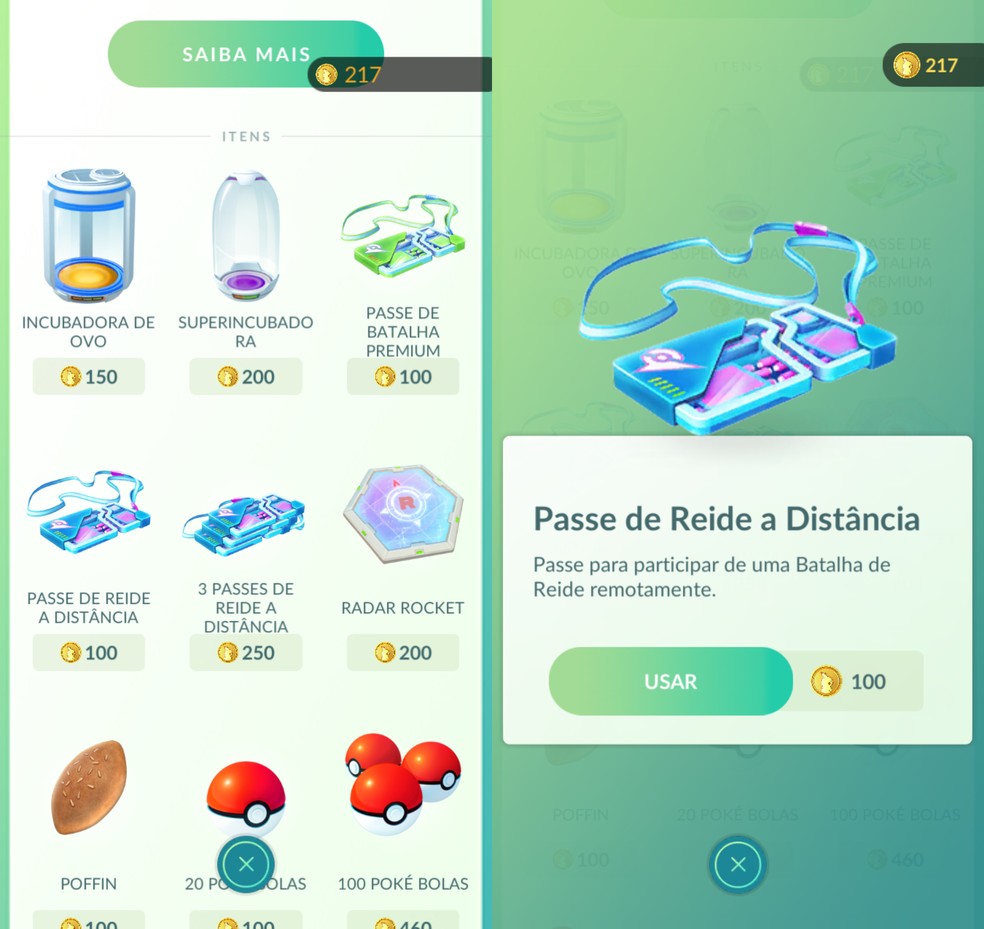 O Passe de Reide a Distância está na loja do Pokémon GO — Foto: Reprodução/Pokémon GO